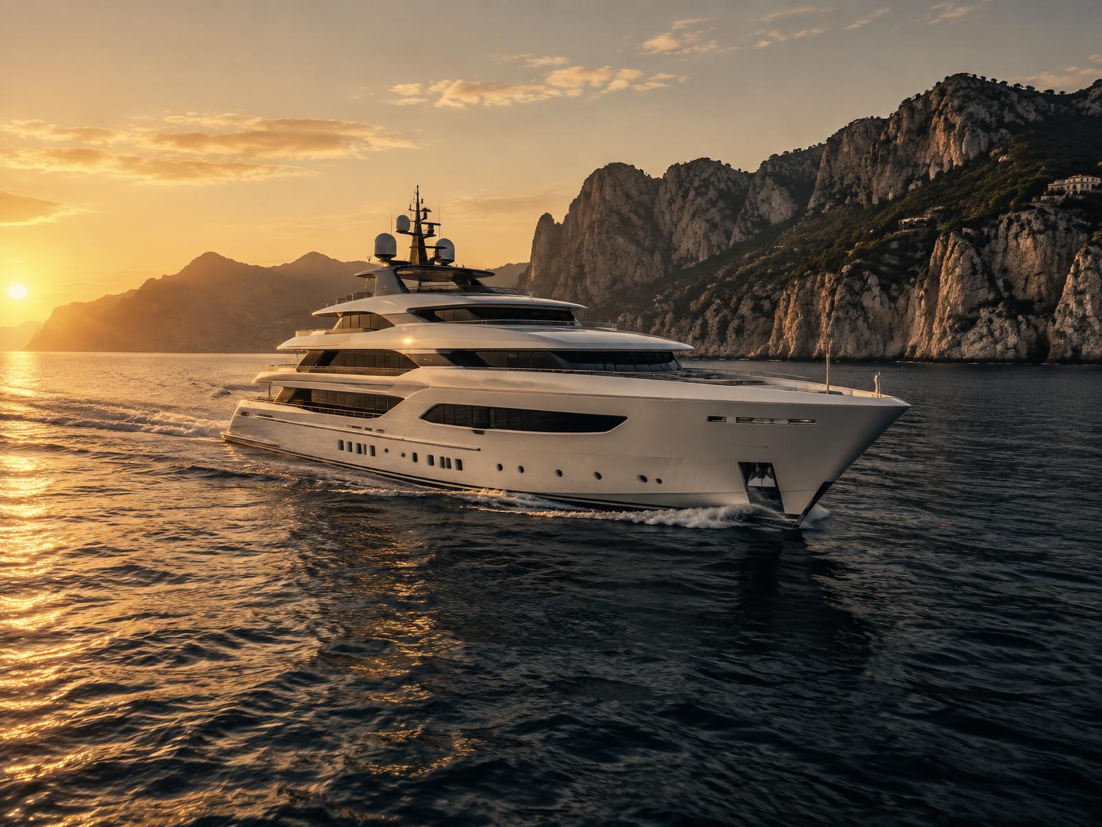 Superyacht underway in the Mediterranean